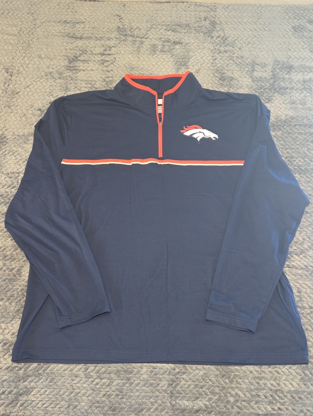 Denver Broncos Navy Quarter-Zip Pullover Sweater